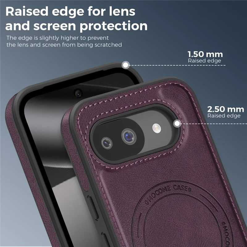 For Google Pixel 10a Magnetic Phone Case Leather Back Phone Cover - Dark Purple