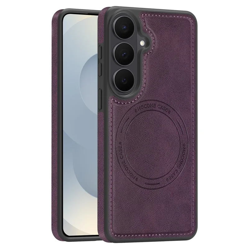 Capa de Telemóvel em Pele com Compatibilidade MagSafe para Samsung Galaxy S26 - Roxo Escuro