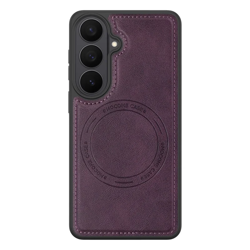 Capa de Telemóvel em Pele com Compatibilidade MagSafe para Samsung Galaxy S26 - Roxo Escuro
