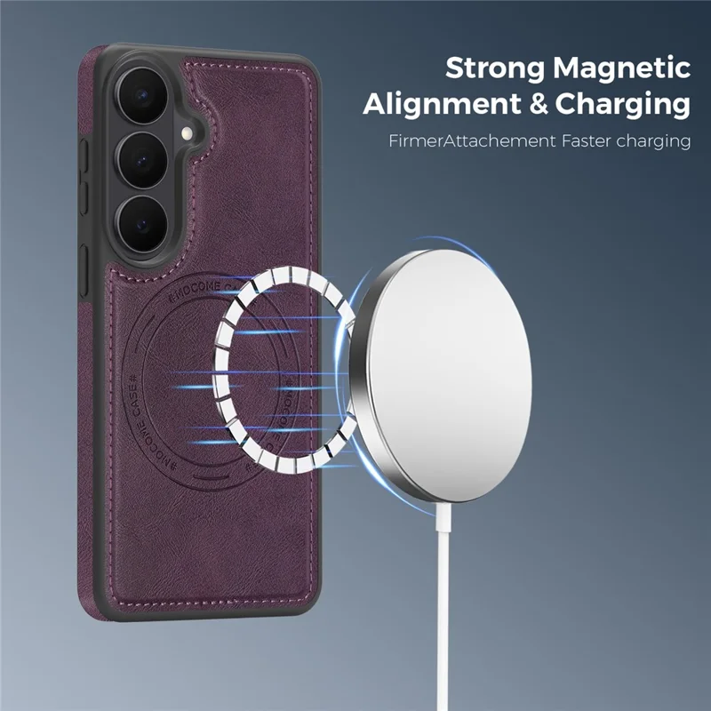 Capa de Telemóvel em Pele com Compatibilidade MagSafe para Samsung Galaxy S26 - Roxo Escuro