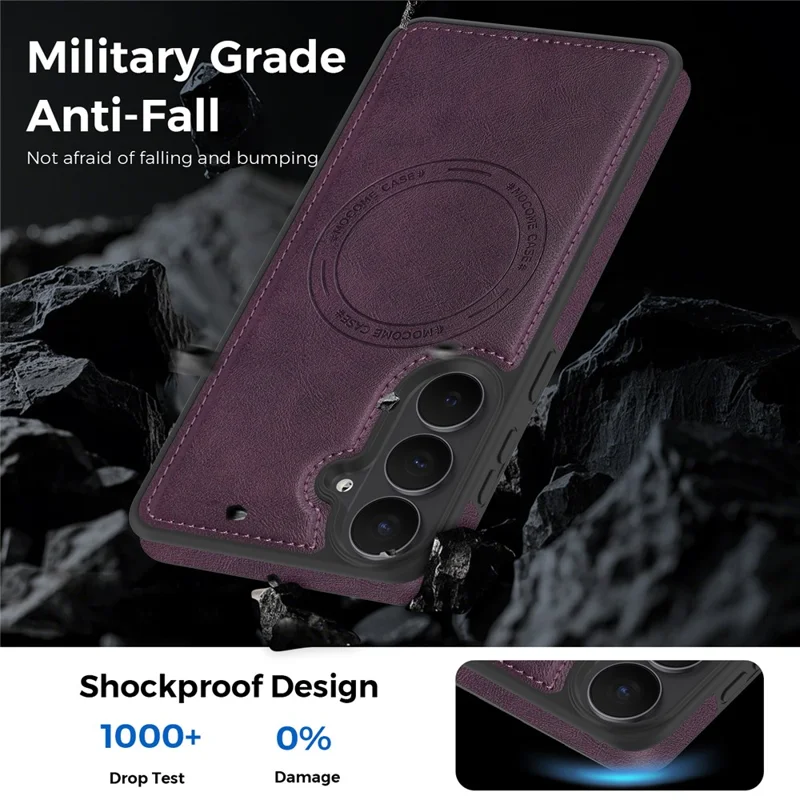 Capa de Telemóvel em Pele com Compatibilidade MagSafe para Samsung Galaxy S26 - Roxo Escuro