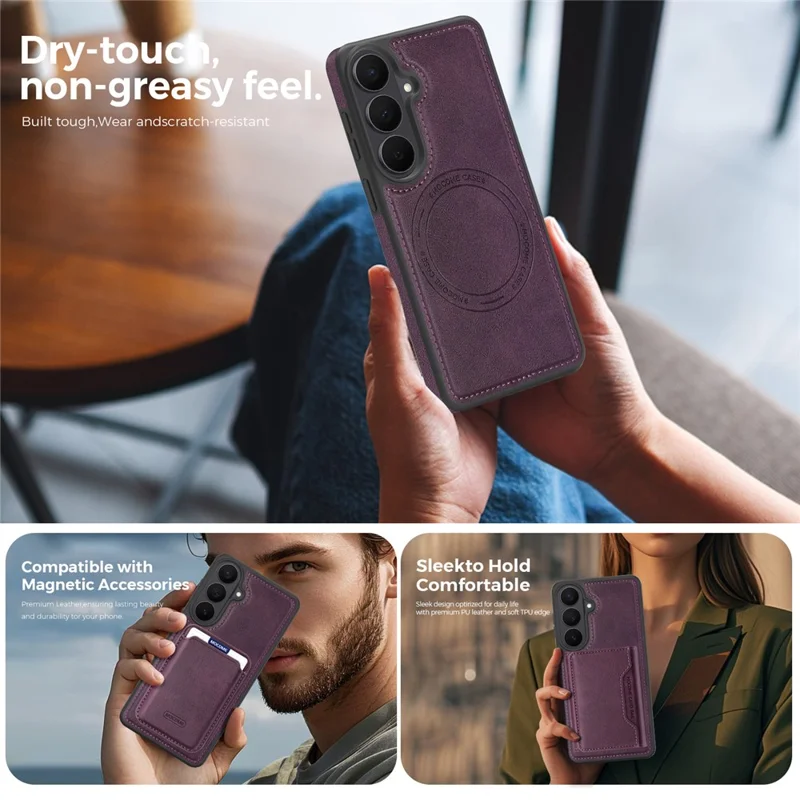 Capa de Telemóvel em Pele com Compatibilidade MagSafe para Samsung Galaxy S26 - Roxo Escuro