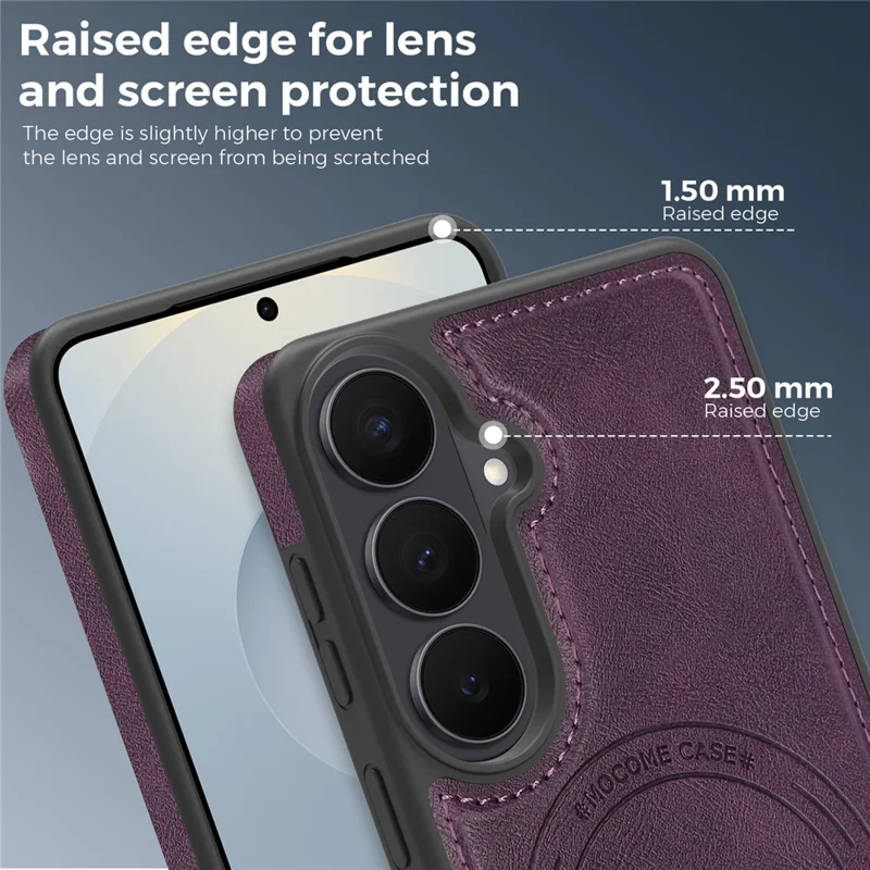 Capa de Telemóvel em Pele com Compatibilidade MagSafe para Samsung Galaxy S26 - Roxo Escuro