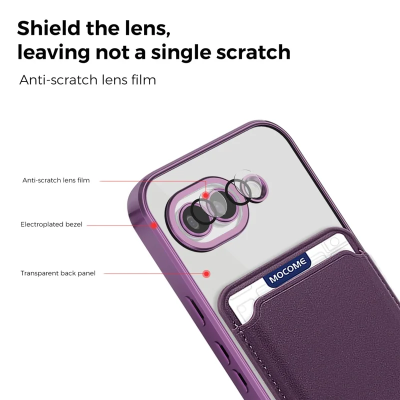 For Google Pixel 10a Magnetic Phone Case TPU + PC Mobile Cover with Card Bag - Purple