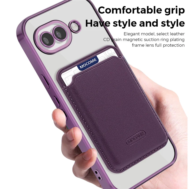 For Google Pixel 10a Magnetic Phone Case TPU + PC Mobile Cover with Card Bag - Purple