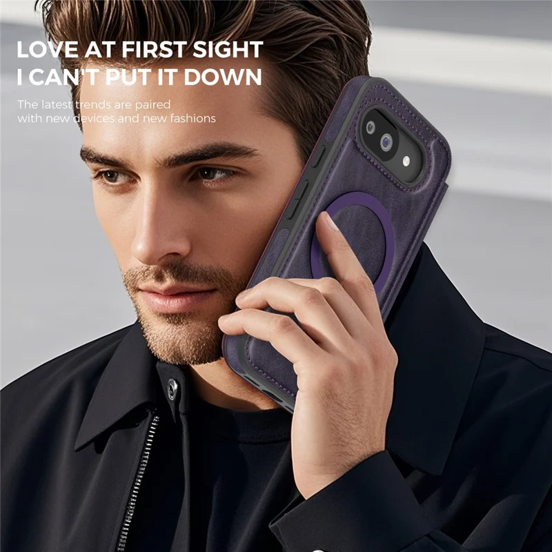 For Google Pixel 10a Magnetic Case RFID Blocking Card Holder Leather Phone Cover - Dark Purple