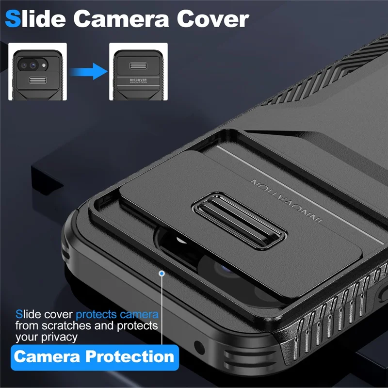 For Google Pixel 10a Case Camshield TPU + PC Phone Cover Non-Slip Side Edge - Black