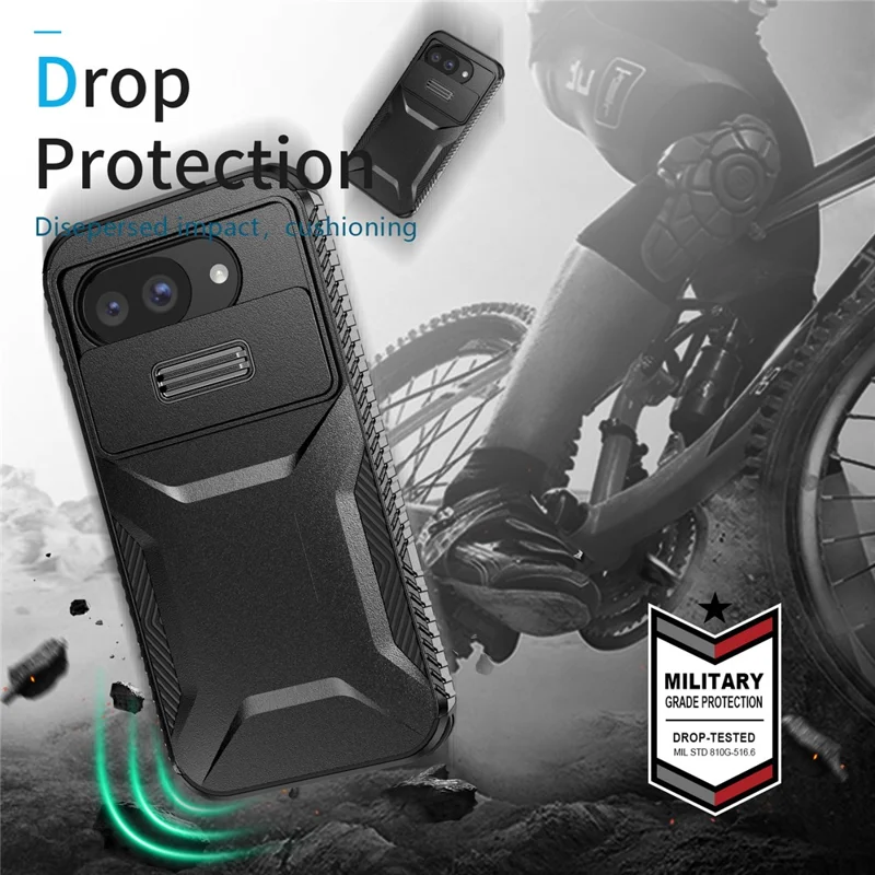 For Google Pixel 10a Case Camshield TPU + PC Phone Cover Non-Slip Side Edge - Black