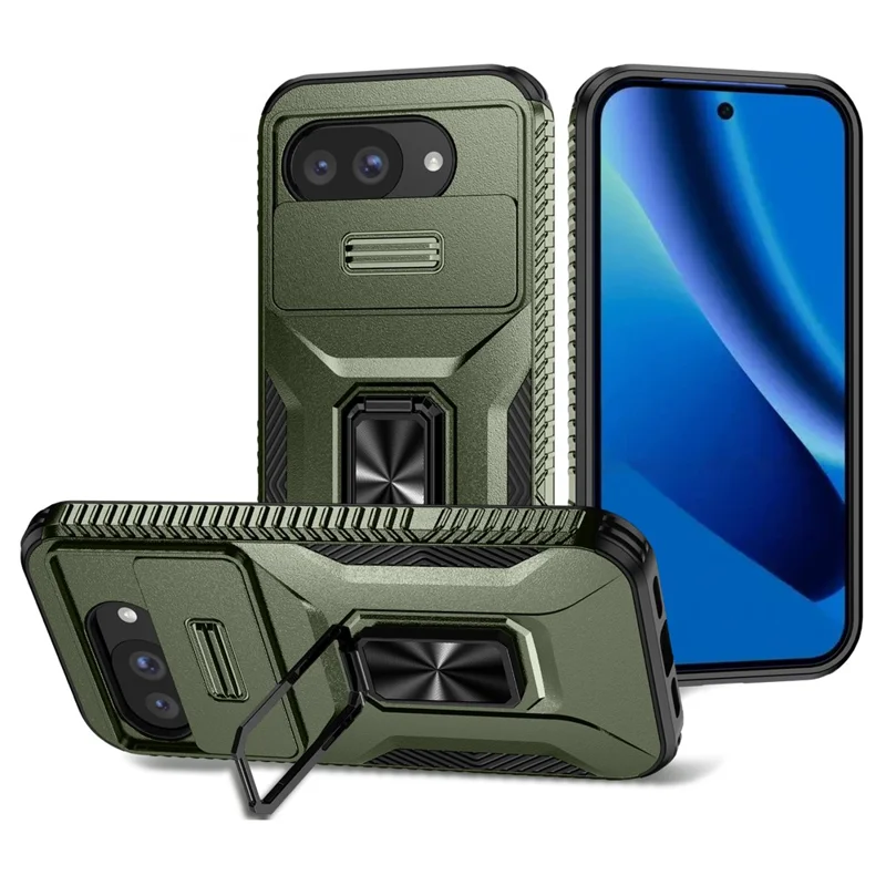 For Google Pixel 10a Case Camshield Kickstand TPU + PC Anti-Slip Phone Cover - Green