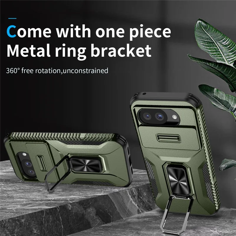 For Google Pixel 10a Case Camshield Kickstand TPU + PC Anti-Slip Phone Cover - Green