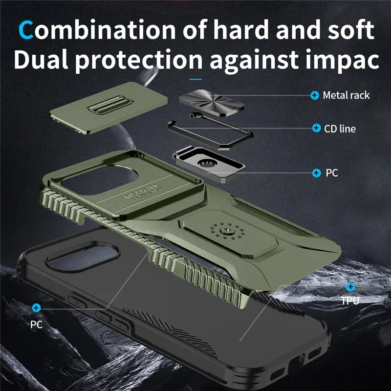 For Google Pixel 10a Case Camshield Kickstand TPU + PC Anti-Slip Phone Cover - Green