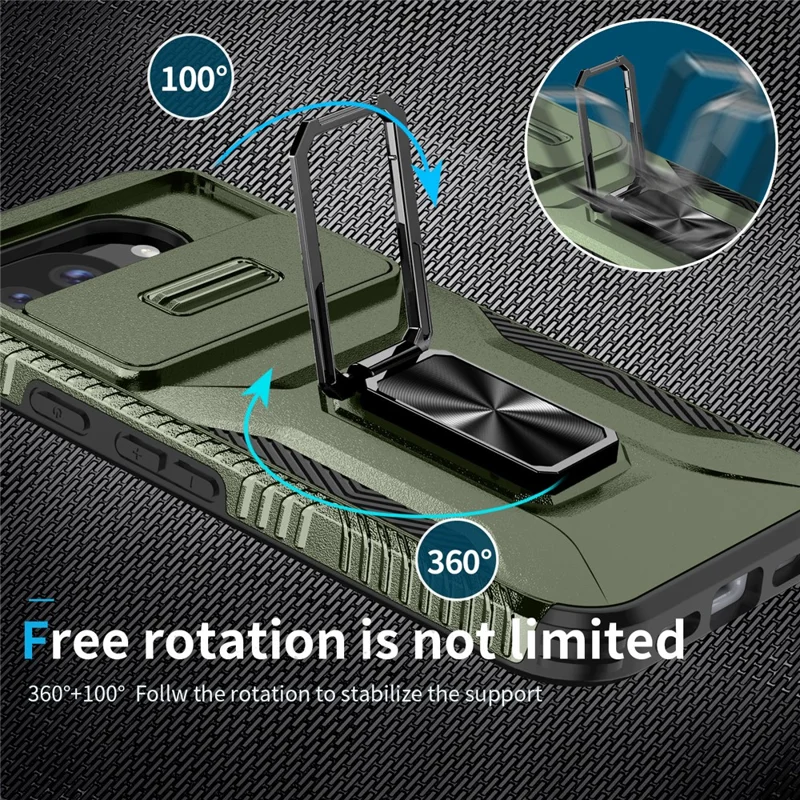 For Google Pixel 10a Case Camshield Kickstand TPU + PC Anti-Slip Phone Cover - Green