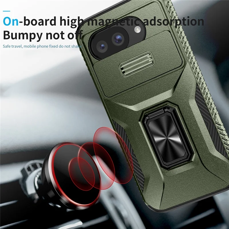 For Google Pixel 10a Case Camshield Kickstand TPU + PC Anti-Slip Phone Cover - Green