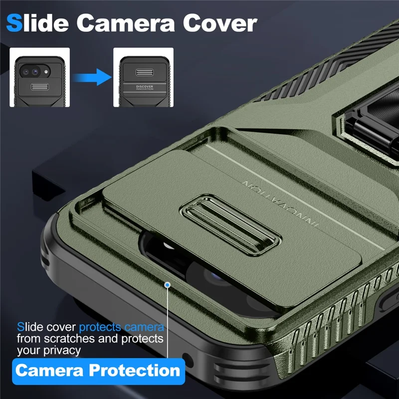 For Google Pixel 10a Case Camshield Kickstand TPU + PC Anti-Slip Phone Cover - Green