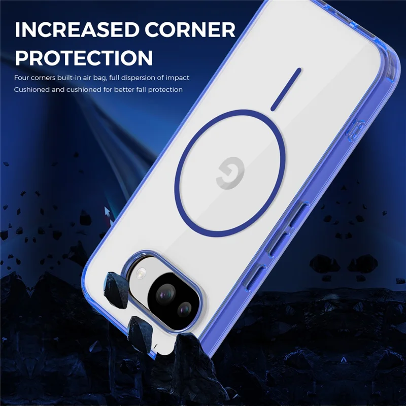 For Google Pixel 10a Magnetic Case TPU PC Clear Phone Cover - Sapphire