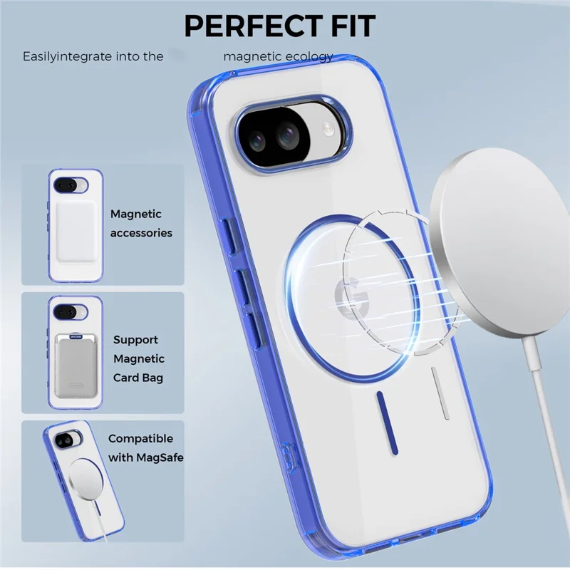 For Google Pixel 10a Magnetic Case TPU PC Clear Phone Cover - Sapphire