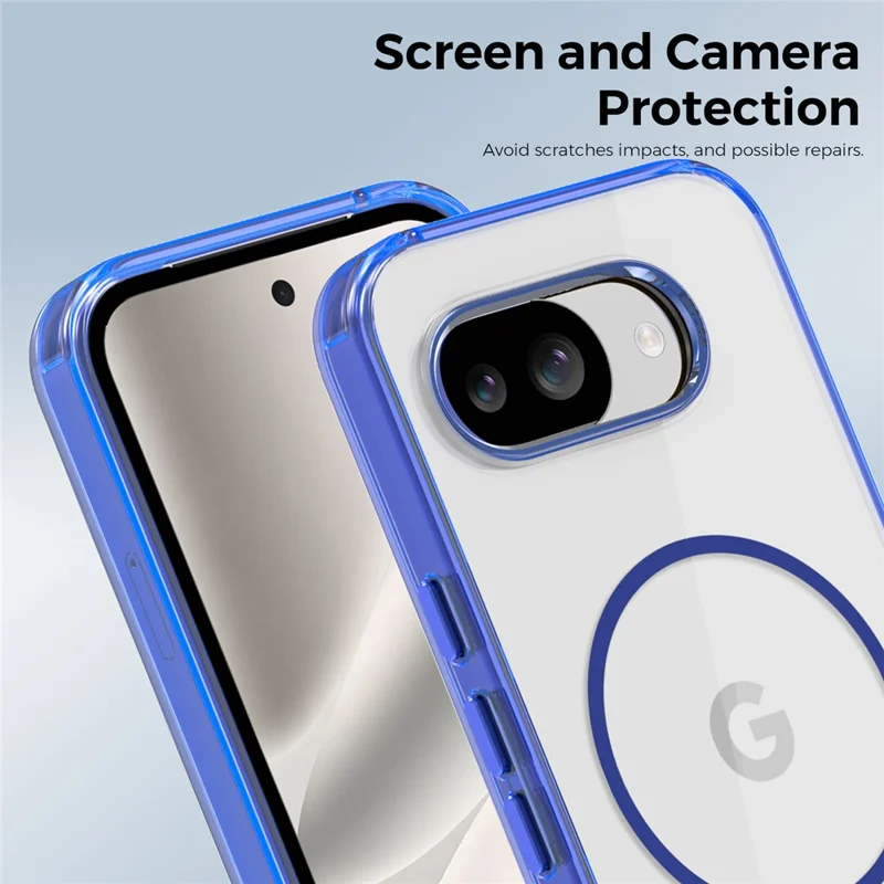 For Google Pixel 10a Magnetic Case TPU PC Clear Phone Cover - Sapphire