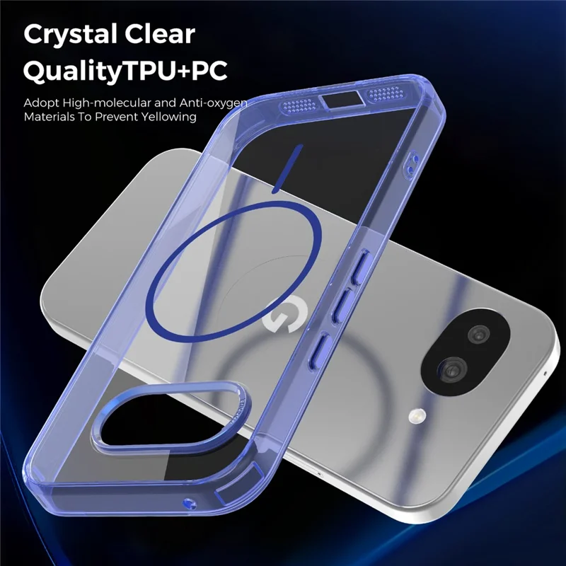 For Google Pixel 10a Magnetic Case TPU PC Clear Phone Cover - Sapphire