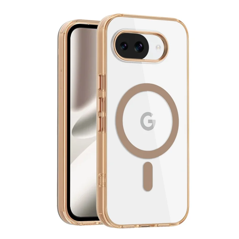 For Google Pixel 10a Magnetic Case TPU + PC Transparent Phone Cover - Desert Gold