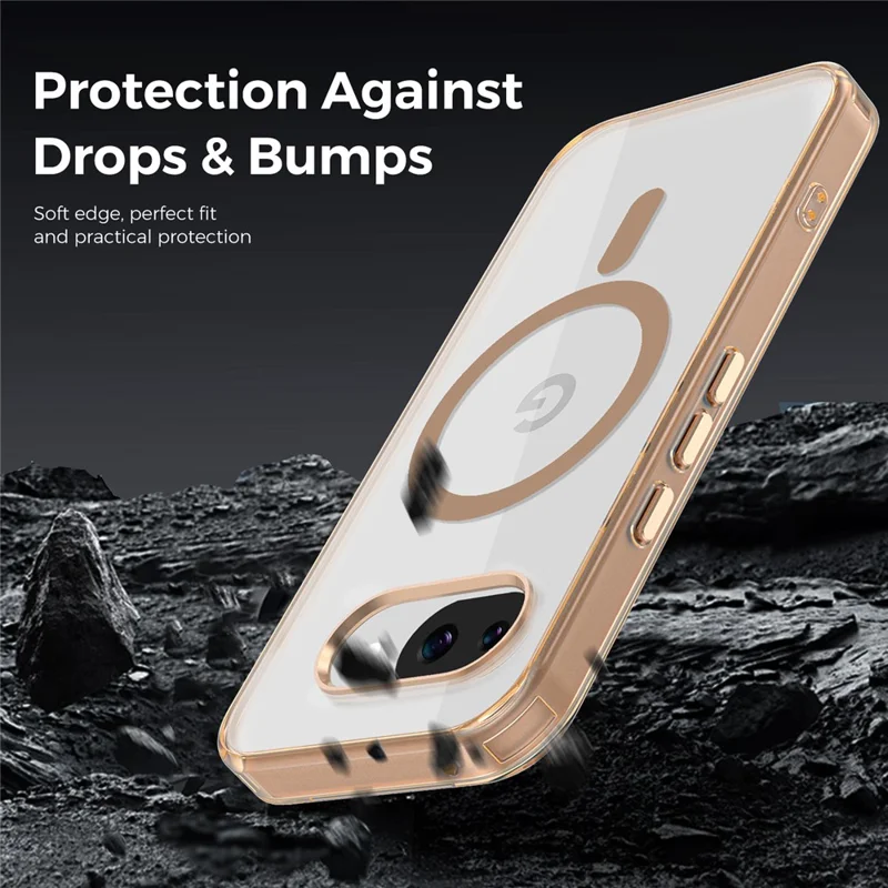 For Google Pixel 10a Magnetic Case TPU + PC Transparent Phone Cover - Desert Gold