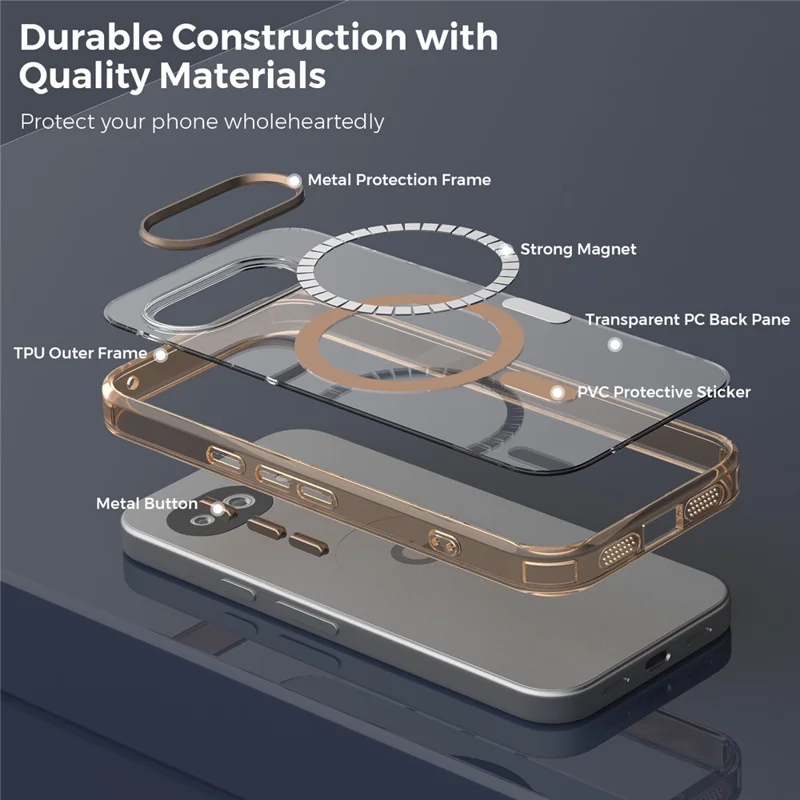 For Google Pixel 10a Magnetic Case TPU + PC Transparent Phone Cover - Desert Gold