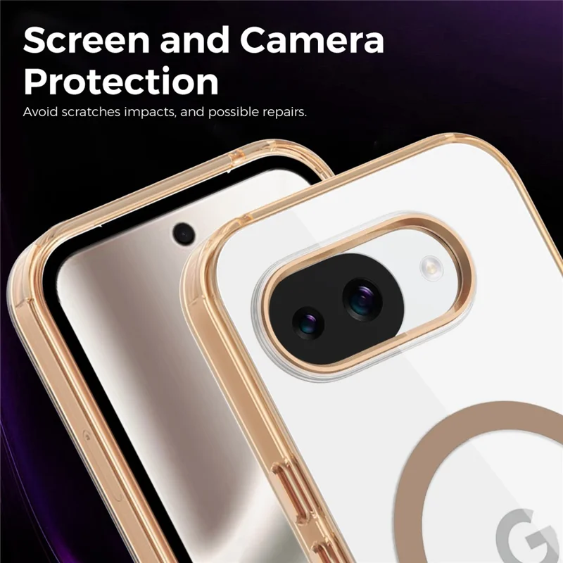 For Google Pixel 10a Magnetic Case TPU + PC Transparent Phone Cover - Desert Gold