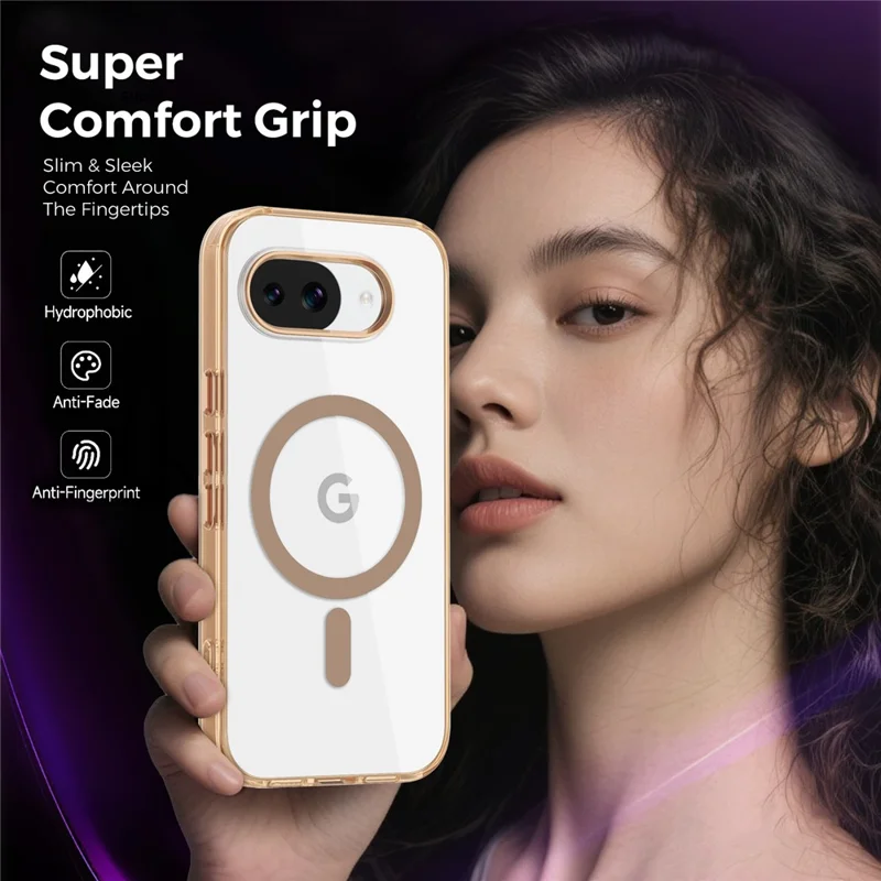 For Google Pixel 10a Magnetic Case TPU + PC Transparent Phone Cover - Desert Gold