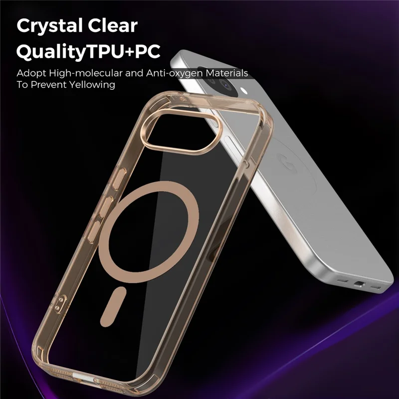 For Google Pixel 10a Magnetic Case TPU + PC Transparent Phone Cover - Desert Gold