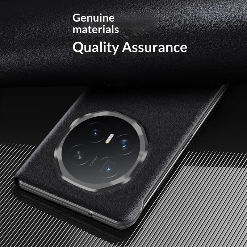 For Honor Magic V6 5G Case View Window PU Leather Stand Smart Phone Cover - Black