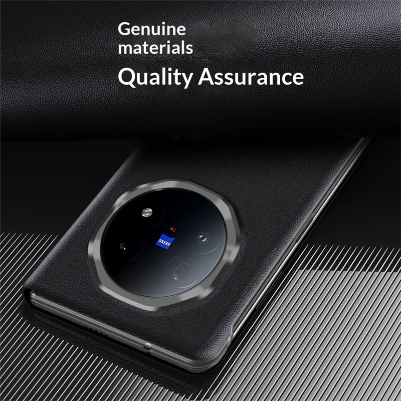 For vivo X Fold6 5G Case View Window PU Leather Stand Smart Phone Cover - Black