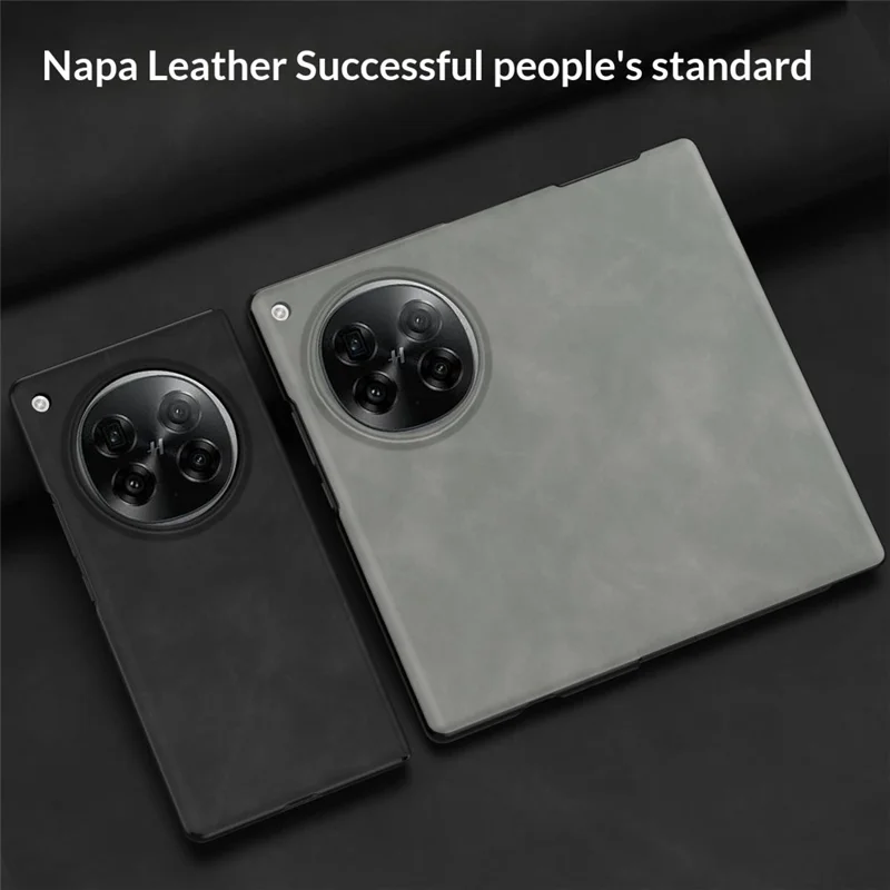 For Oppo Find N6 5G Case Drop Proof Stand Nappa Texture PU Leather + PC Phone Cover - Black