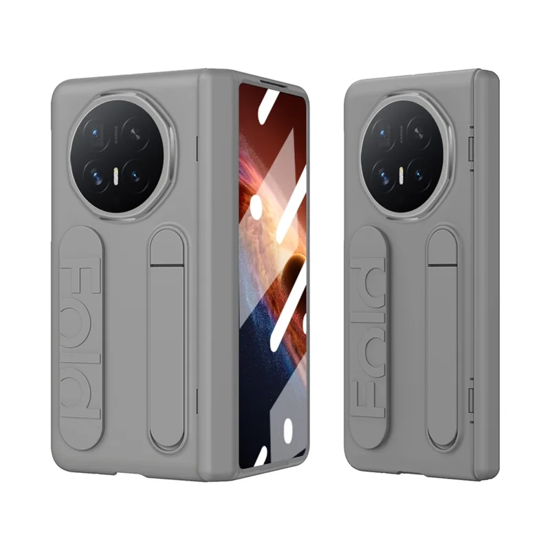 For Honor Magic V6 5G Case Kickstand Wristband PC Phone Cover with Tempered Glass Film - Grey