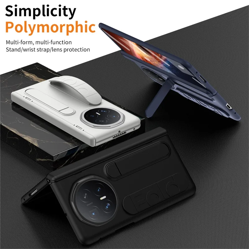 For Honor Magic V6 5G Case Kickstand Wristband PC Phone Cover with Tempered Glass Film - Grey