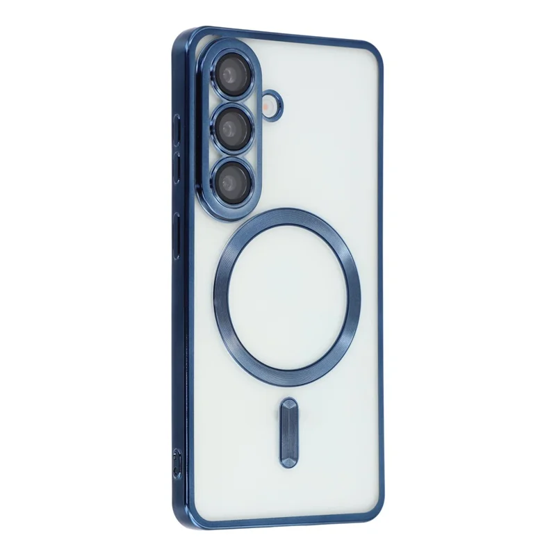 For Samsung Galaxy A37 5G Magnetic Case Electroplated TPU Phone Cover with Lens Film - Blue