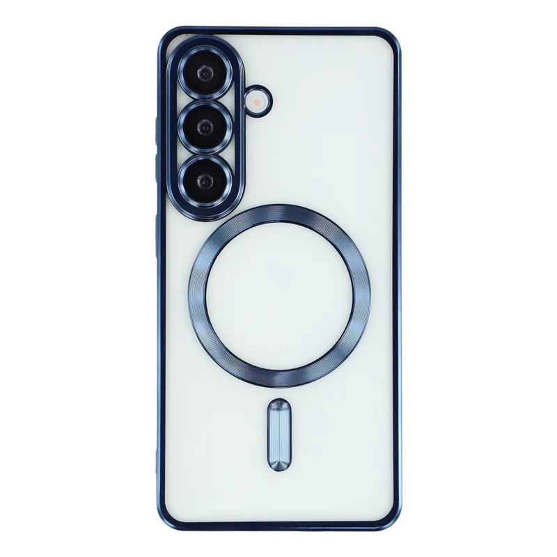 For Samsung Galaxy A37 5G Magnetic Case Electroplated TPU Phone Cover with Lens Film - Blue