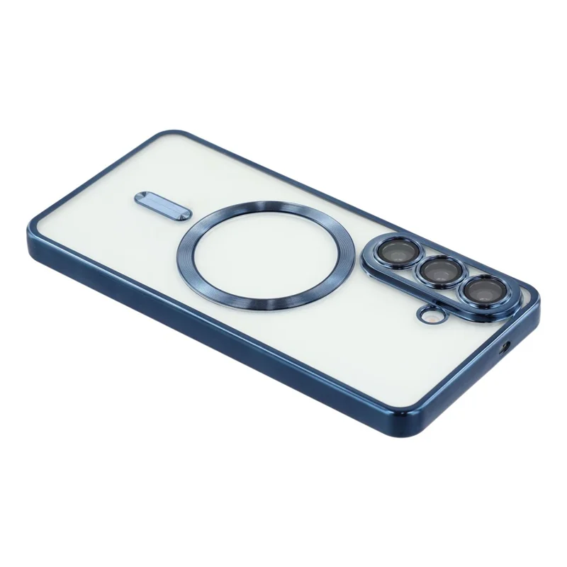 For Samsung Galaxy A37 5G Magnetic Case Electroplated TPU Phone Cover with Lens Film - Blue