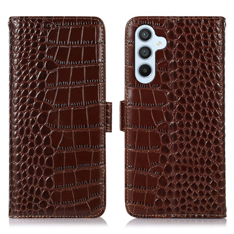 Pour Samsung Galaxy A54 5G Crocodile Texture Téléphone Bénévain de Portefeuille en Cuir Vache Vow - Brun
