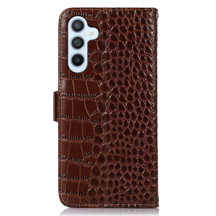 Pour Samsung Galaxy A54 5G Crocodile Texture Téléphone Bénévain de Portefeuille en Cuir Vache Vow - Brun