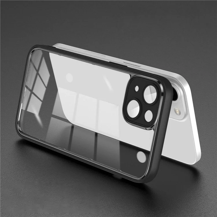 Pour Iphone 14 Plus Proof Back Back Protector Cover Electroplate pc + Tpu Téléphone Case Avec Film D'objectif - le Noir