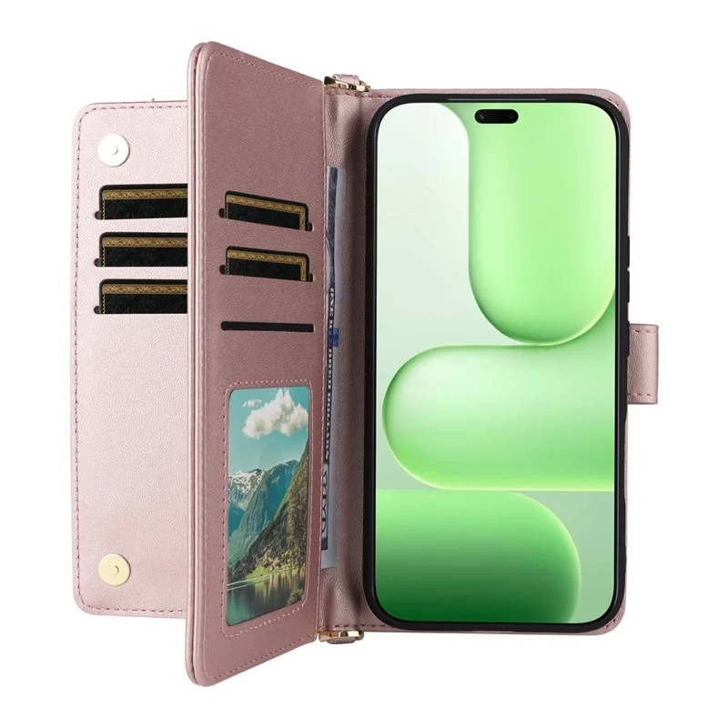 For Honor 600 Lite 5G / 500 Smart 5G Leather Case Stand Wallet Phone Cover with Shoulder / Wrist Strap - Pink