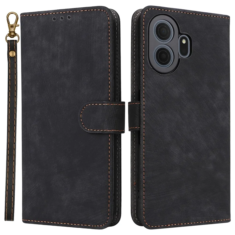 For TCL NxtPaper 70 Pro 5G Case Wallet RFID Blocking PU Leather Phone Cover Stand with Strap - Black