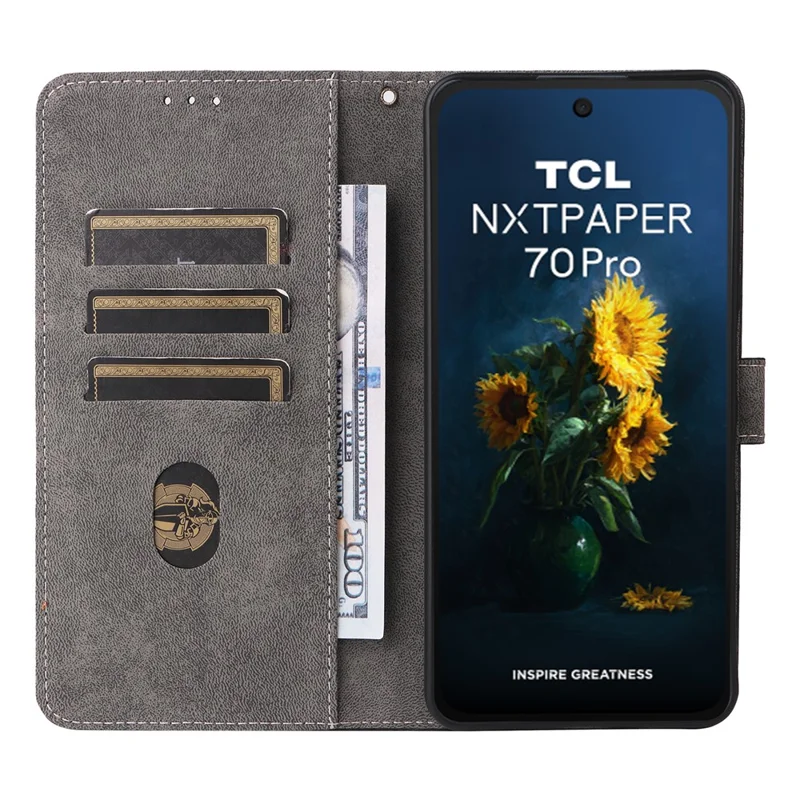 For TCL NxtPaper 70 Pro 5G Case Wallet RFID Blocking PU Leather Phone Cover Stand with Strap - Black