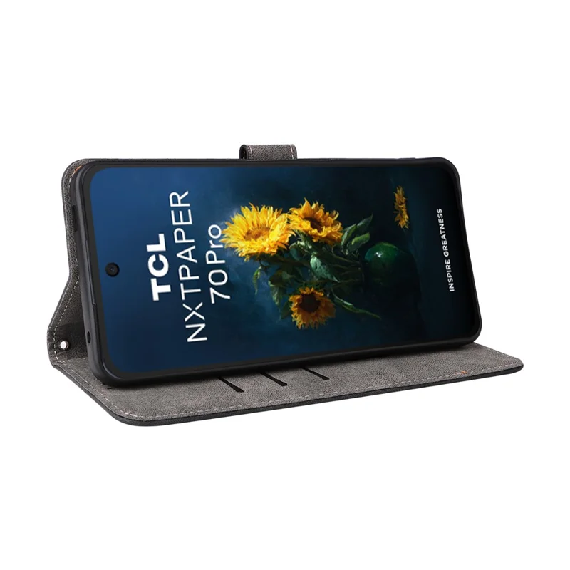 For TCL NxtPaper 70 Pro 5G Case Wallet RFID Blocking PU Leather Phone Cover Stand with Strap - Black