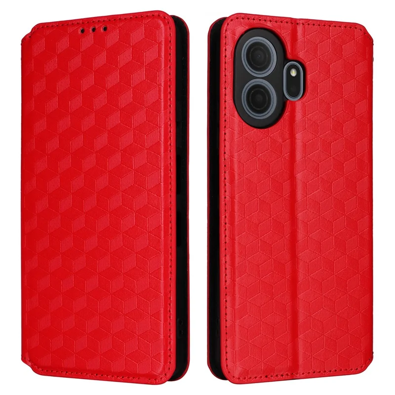 For TCL NxtPaper 70 Pro 5G Case Wallet Rhombus Imprinted PU Leather Phone Cover - Red