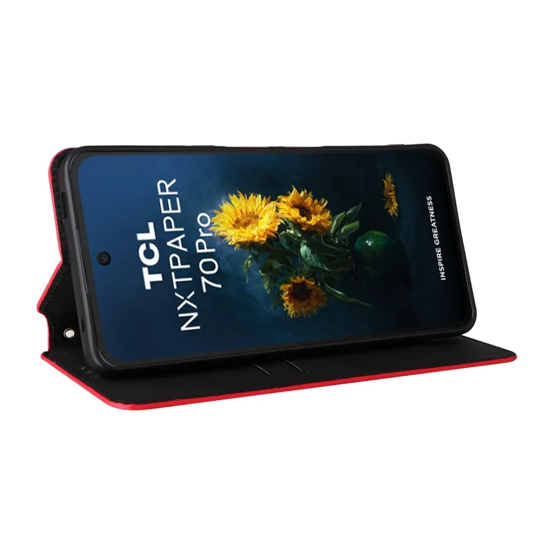For TCL NxtPaper 70 Pro 5G Case Wallet Rhombus Imprinted PU Leather Phone Cover - Red