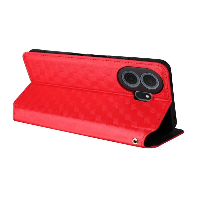 For TCL NxtPaper 70 Pro 5G Case Wallet Rhombus Imprinted PU Leather Phone Cover - Red