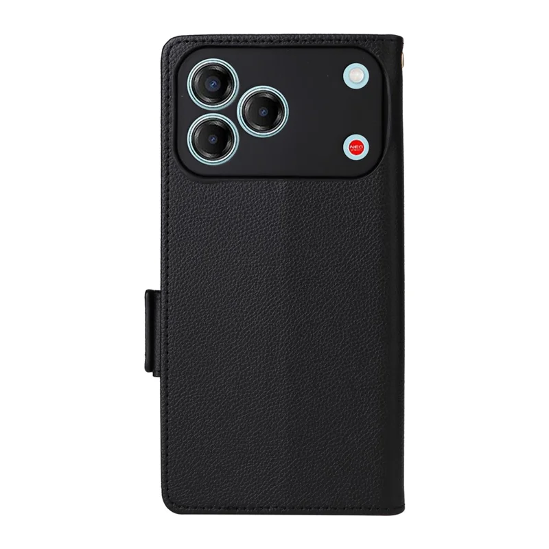 For ZTE Blade V80 Pro 4G / V80 Vita Case Litchi Texture Wallet Leather Phone Cover with Wrist Strap - Black