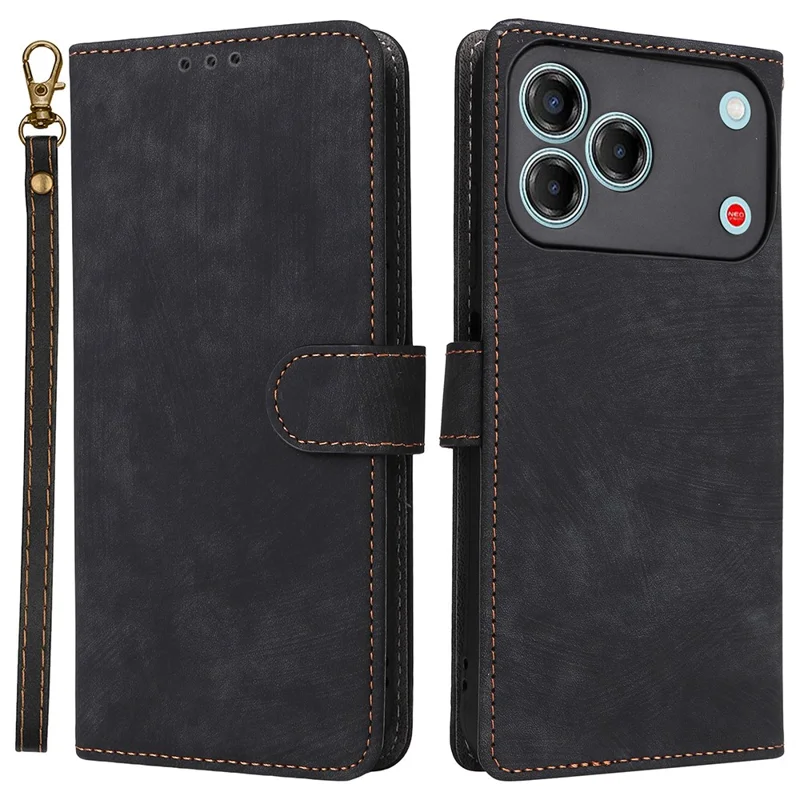 For ZTE Blade V80 Pro 4G / V80 Vita Case Wallet RFID Blocking PU Leather Phone Cover Stand with Strap - Black