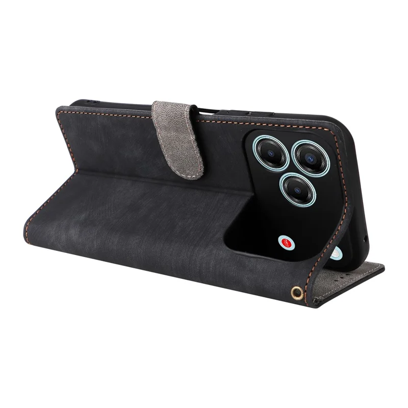 For ZTE Blade V80 Pro 4G / V80 Vita Case Wallet RFID Blocking PU Leather Phone Cover Stand with Strap - Black