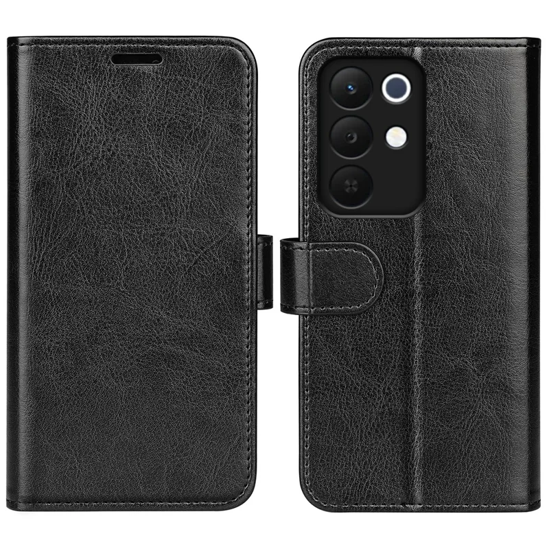 For Realme 15x (India) 5G Case Crazy Horse Texture Stand Leather Phone Cover - Black